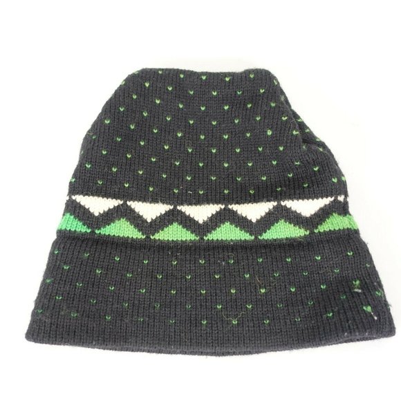 KNITS by HART USA Men's Black Green Ski Hat OS Beanie 100% Wool Winter Cozy - Picture 5 of 10
